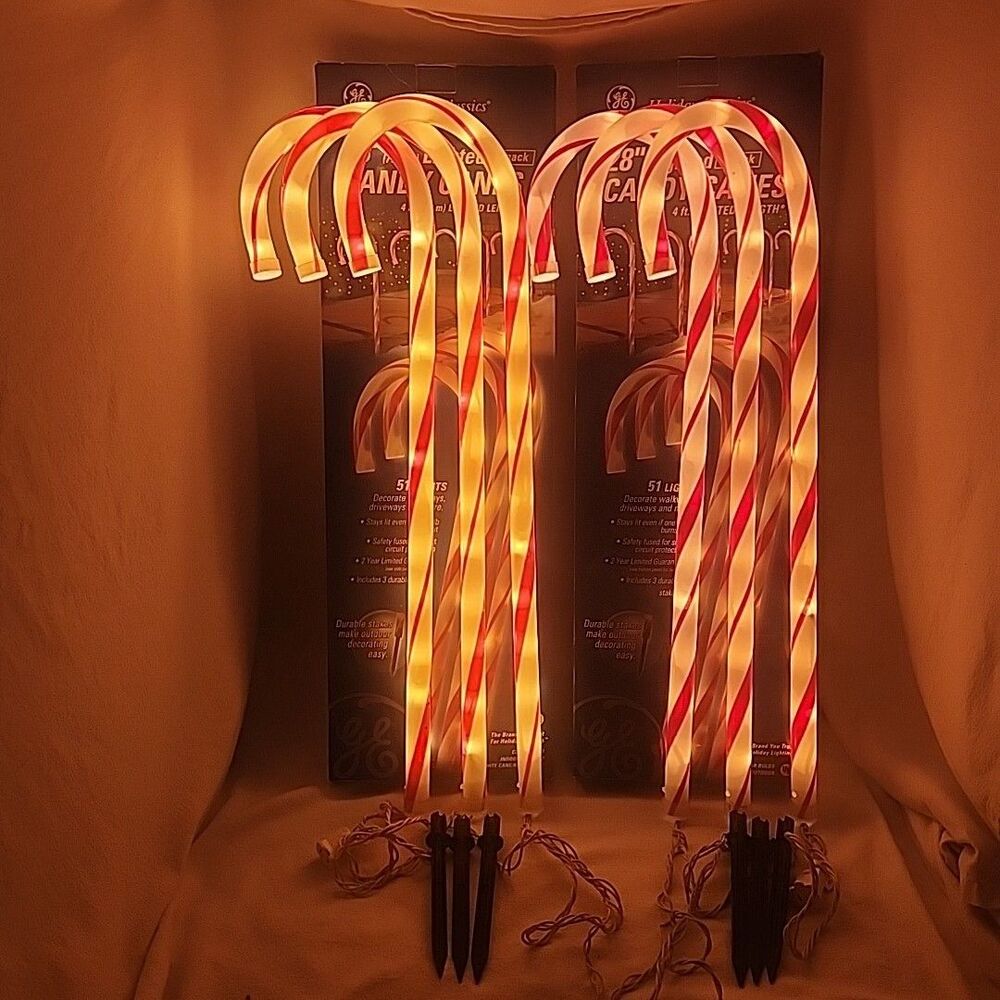 Decoration Candy Canes General Electric 28 Inches Tall 2 Sets Of 3 Plug In